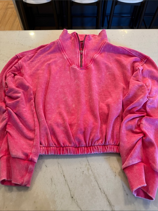 FP Movement by Free People Tops - FP Movement by Free People Pink Cropped Quarter-Zip Sweatshirt